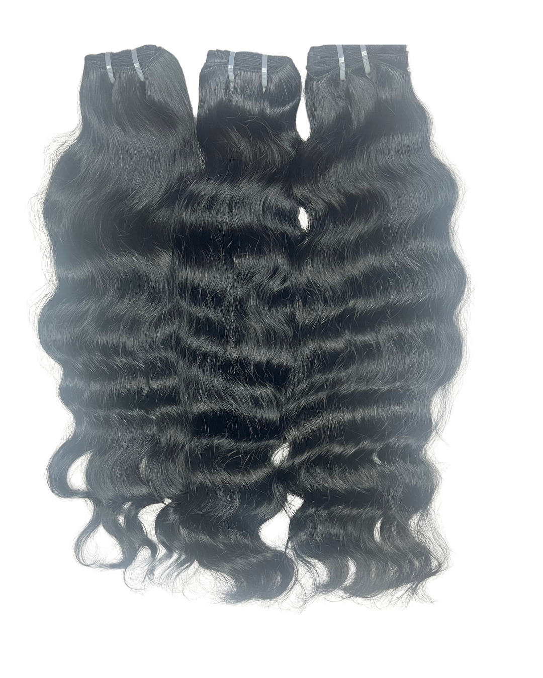 Jet Black Raw Indian Wavy - 3 Bundle Deal (Single Donor, 100% Human Hair)