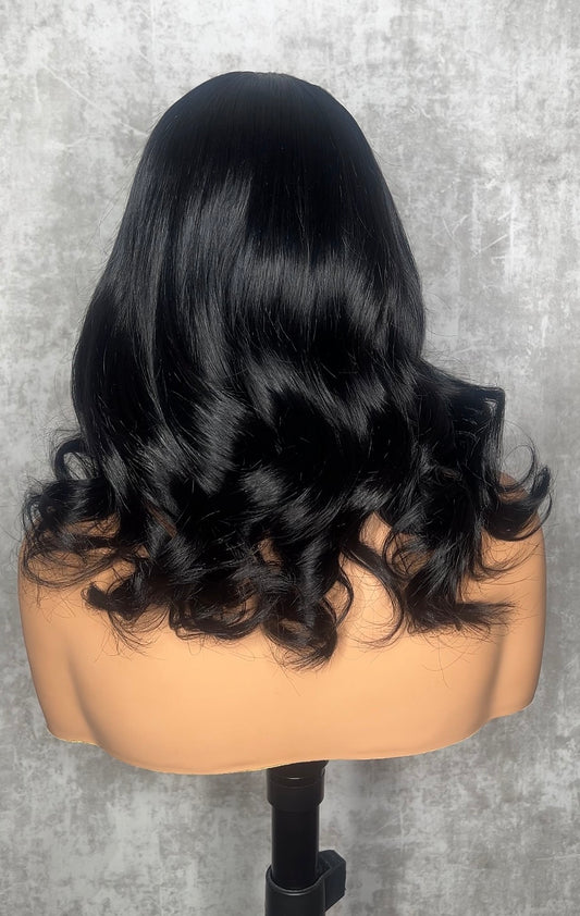 14” Jet Black Body Wave Bob Unit