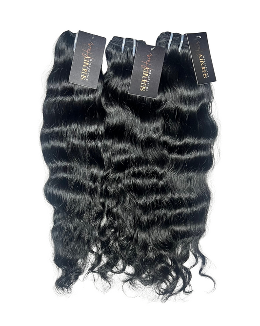 Jet Black Raw Indian Wavy - 3 Bundle Deal (Single Donor, 100% Human Hair)